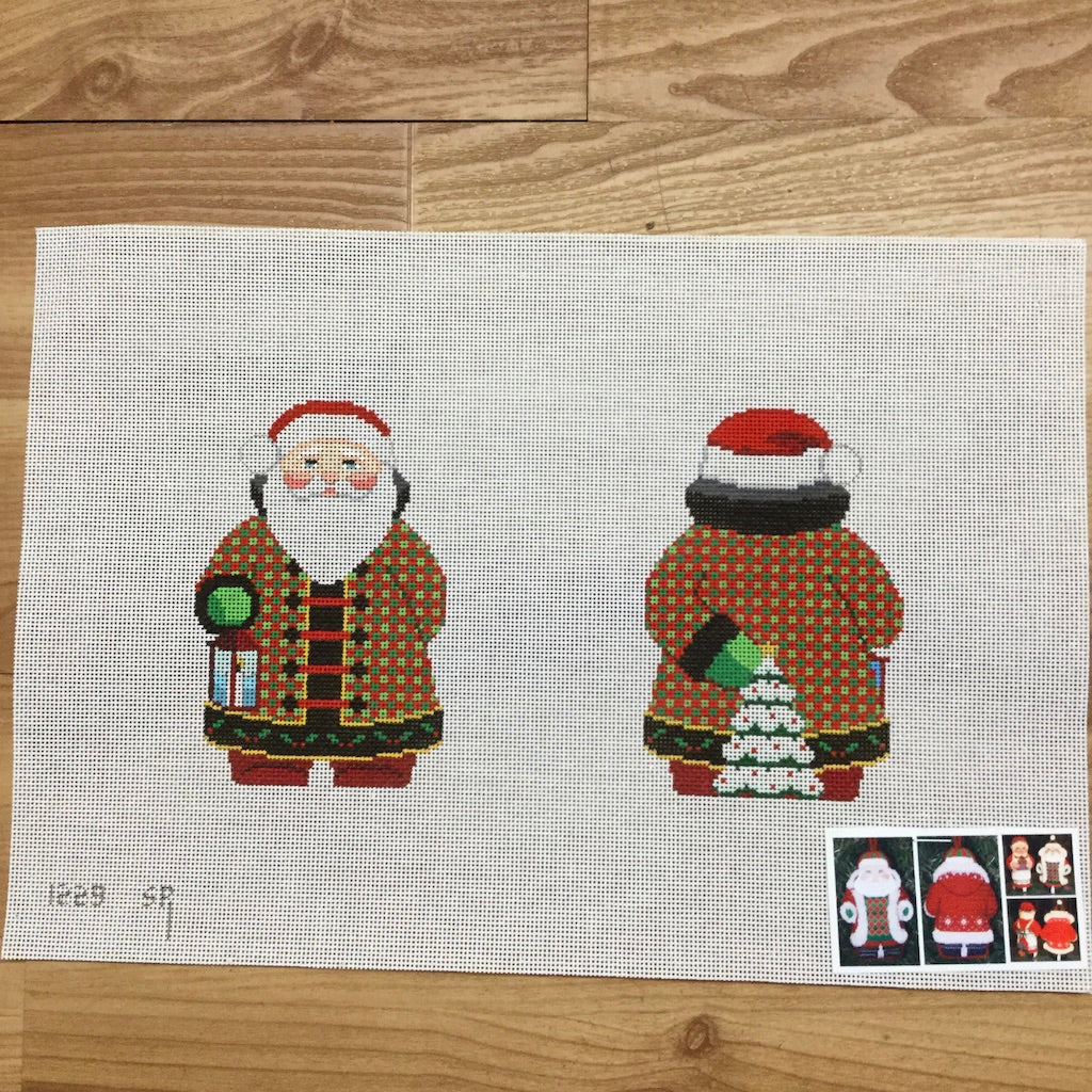 Checker Coat Santa Two Sided Canvas - KC Needlepoint