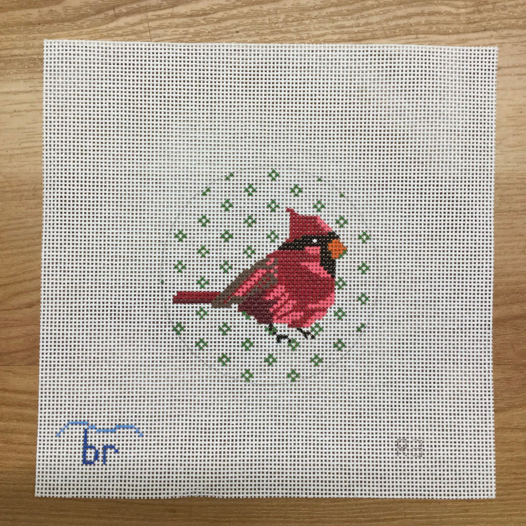 Cardinal Needlepoint Round - KC Needlepoint