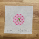 Pink Hearts on Pink 3" Round Canvas - KC Needlepoint