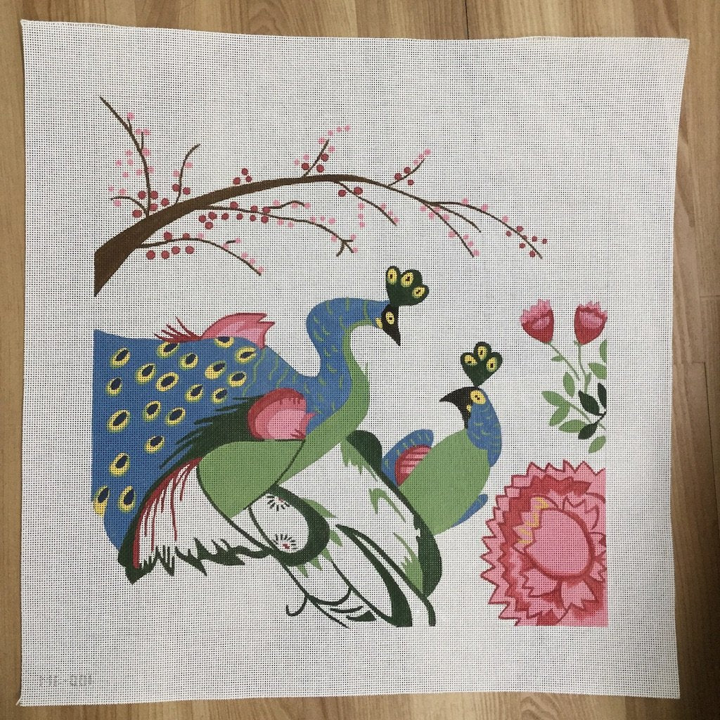 Peacocks in Love - KC Needlepoint