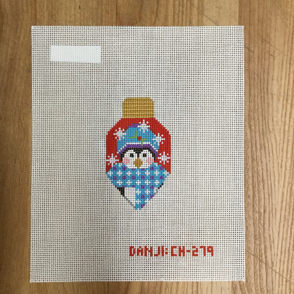 Penguin Lightbulb Ornament Canvas - KC Needlepoint