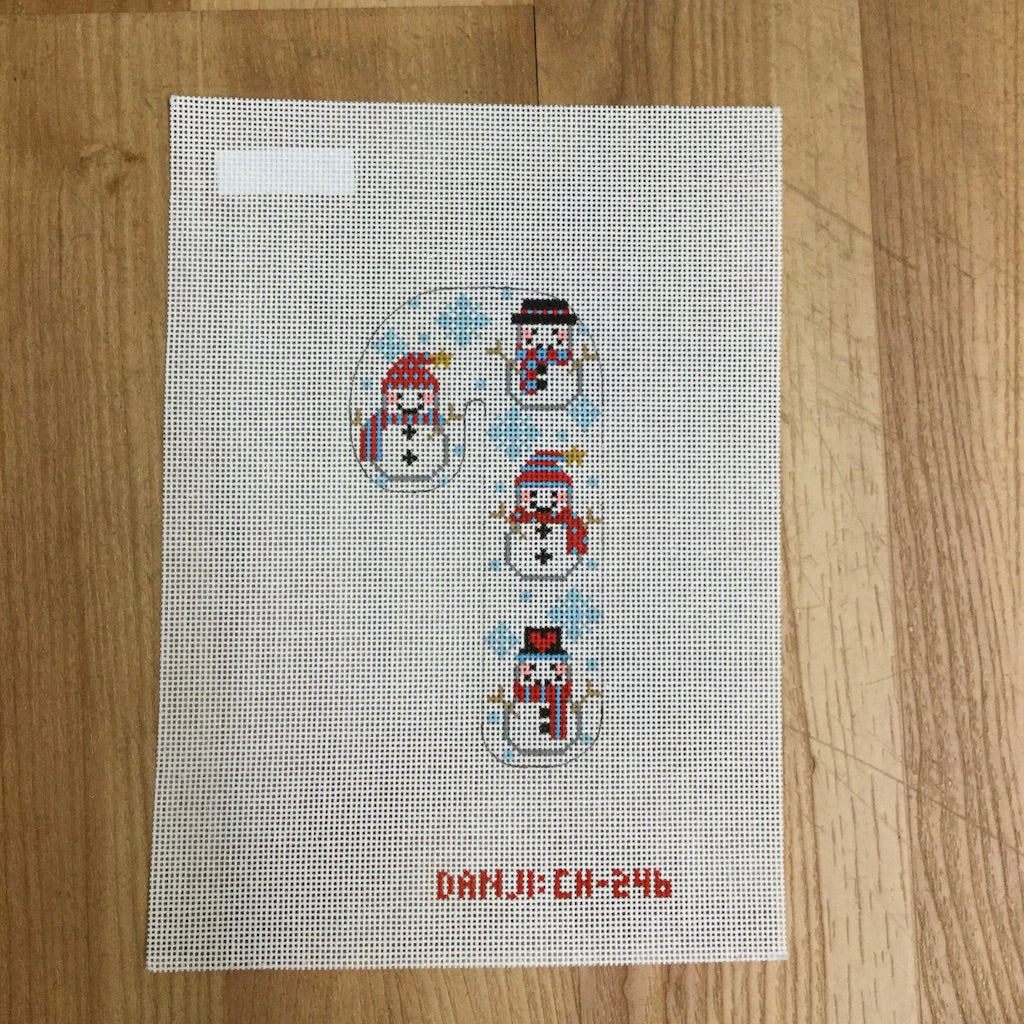 Snowmen Candy Cane Canvas - KC Needlepoint