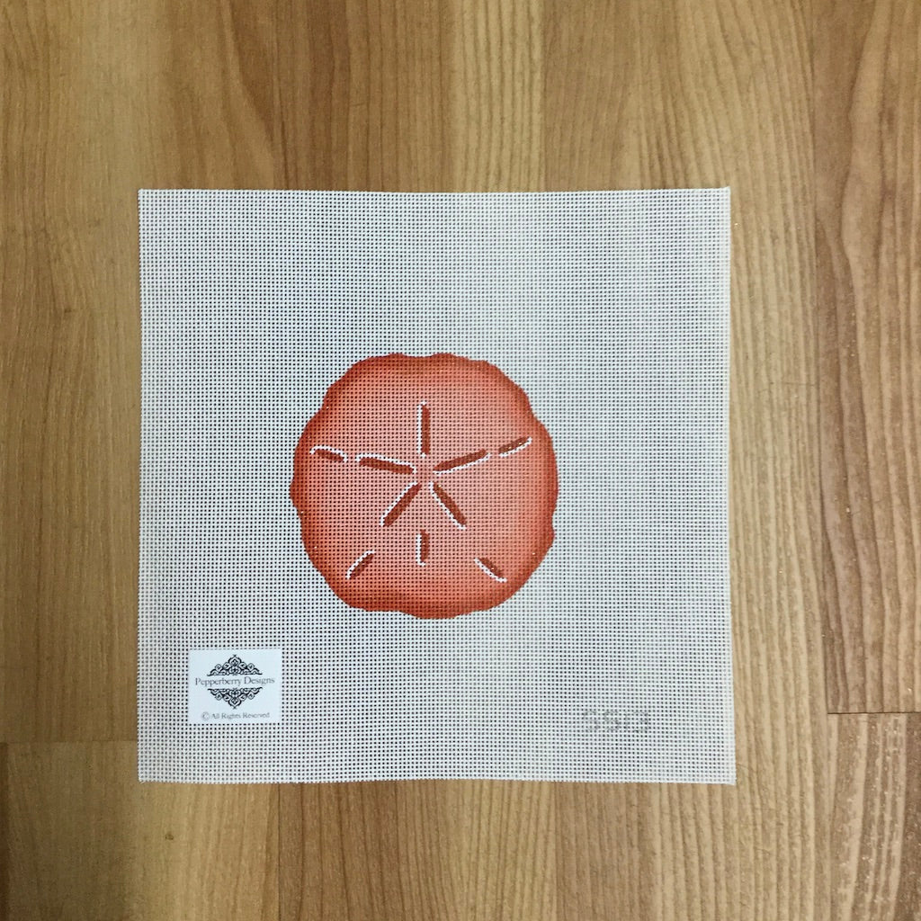 Coral Sand Dollar Canvas - KC Needlepoint