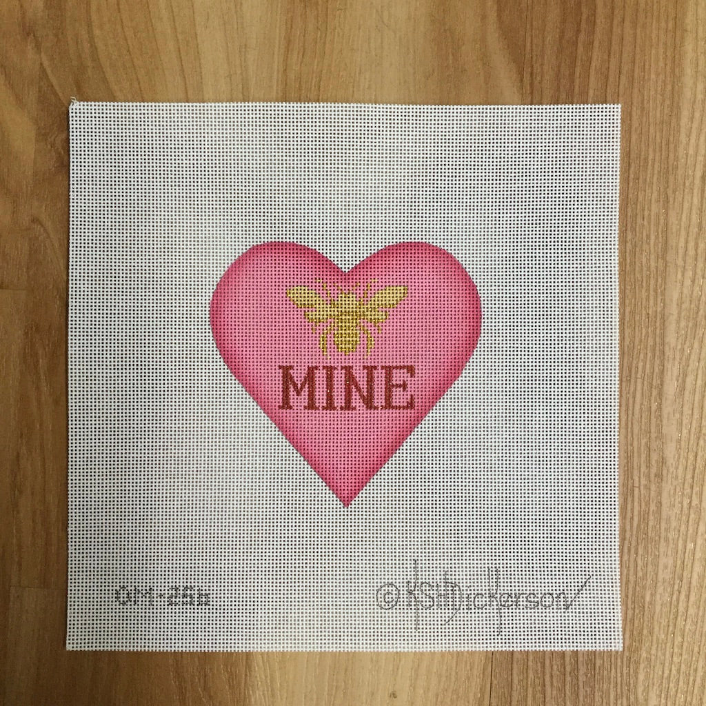 Bee Mine Heart Needlepoint Canvas - KC Needlepoint