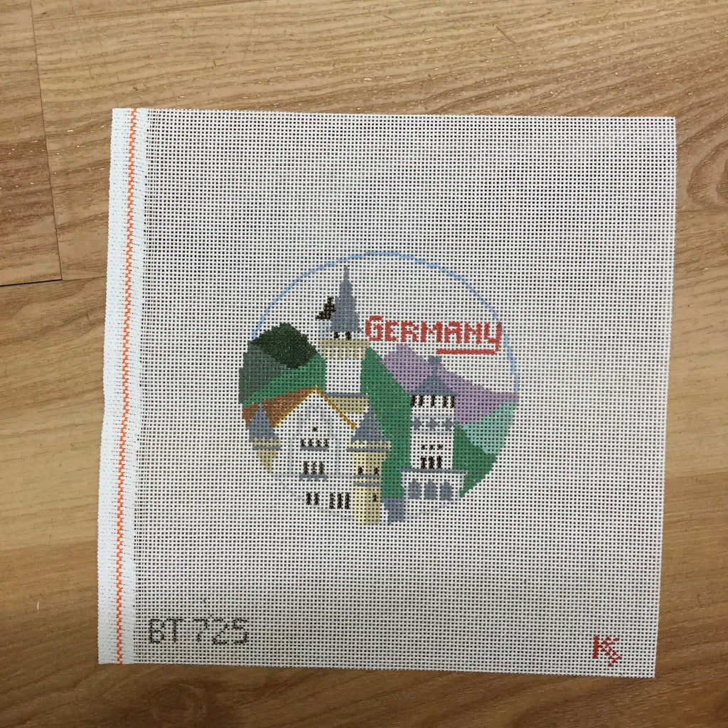 Germany Travel Round Canvas - KC Needlepoint