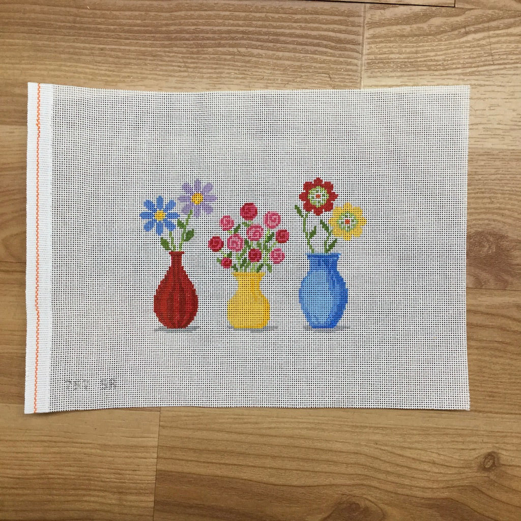 Flower Vases Canvas - KC Needlepoint