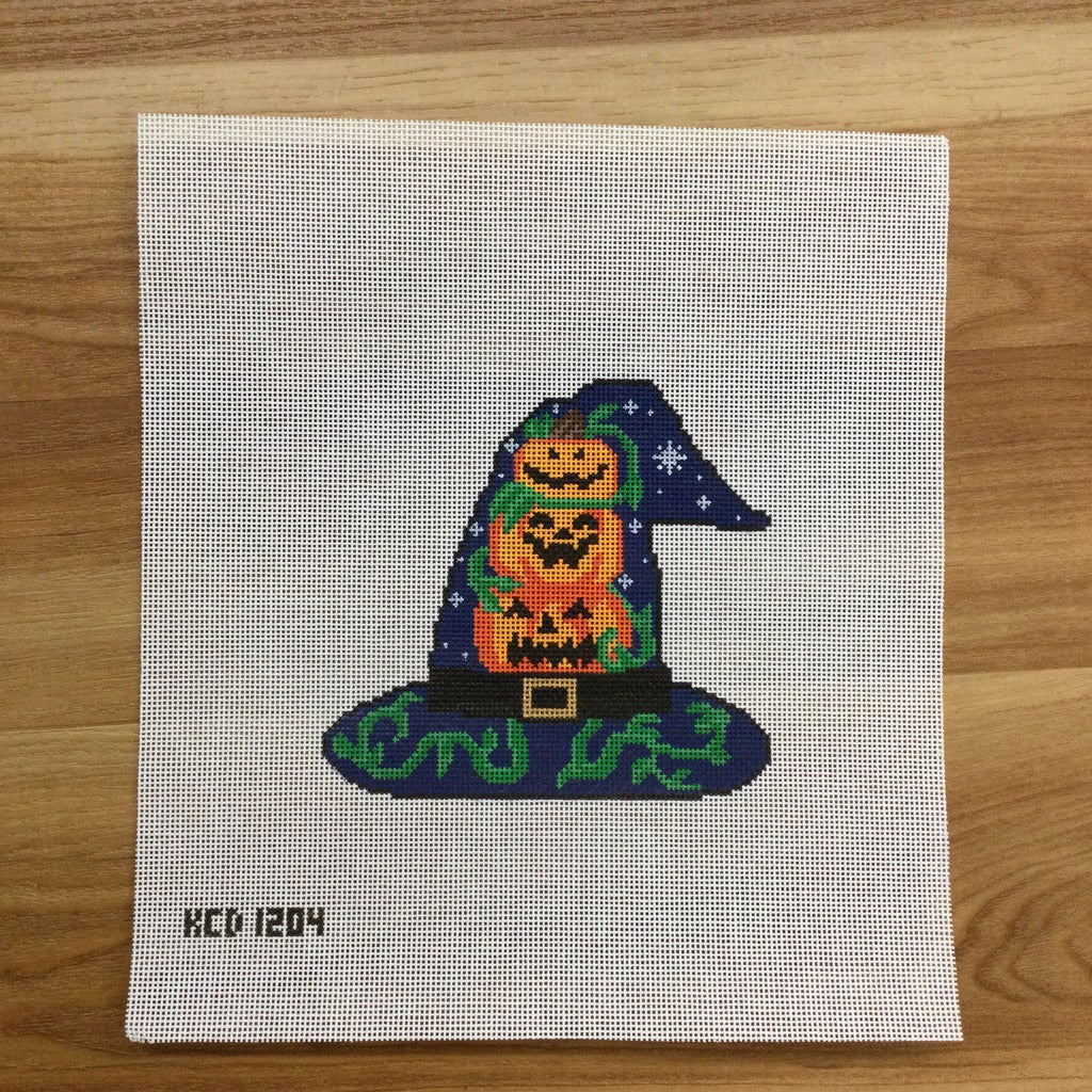 Three Pumpkins Witch's Hat Canvas - needlepoint