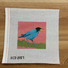 Blue Bird on Pink Canvas - needlepoint