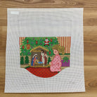 Girl with Nativity Set Topper Canvas - KC Needlepoint