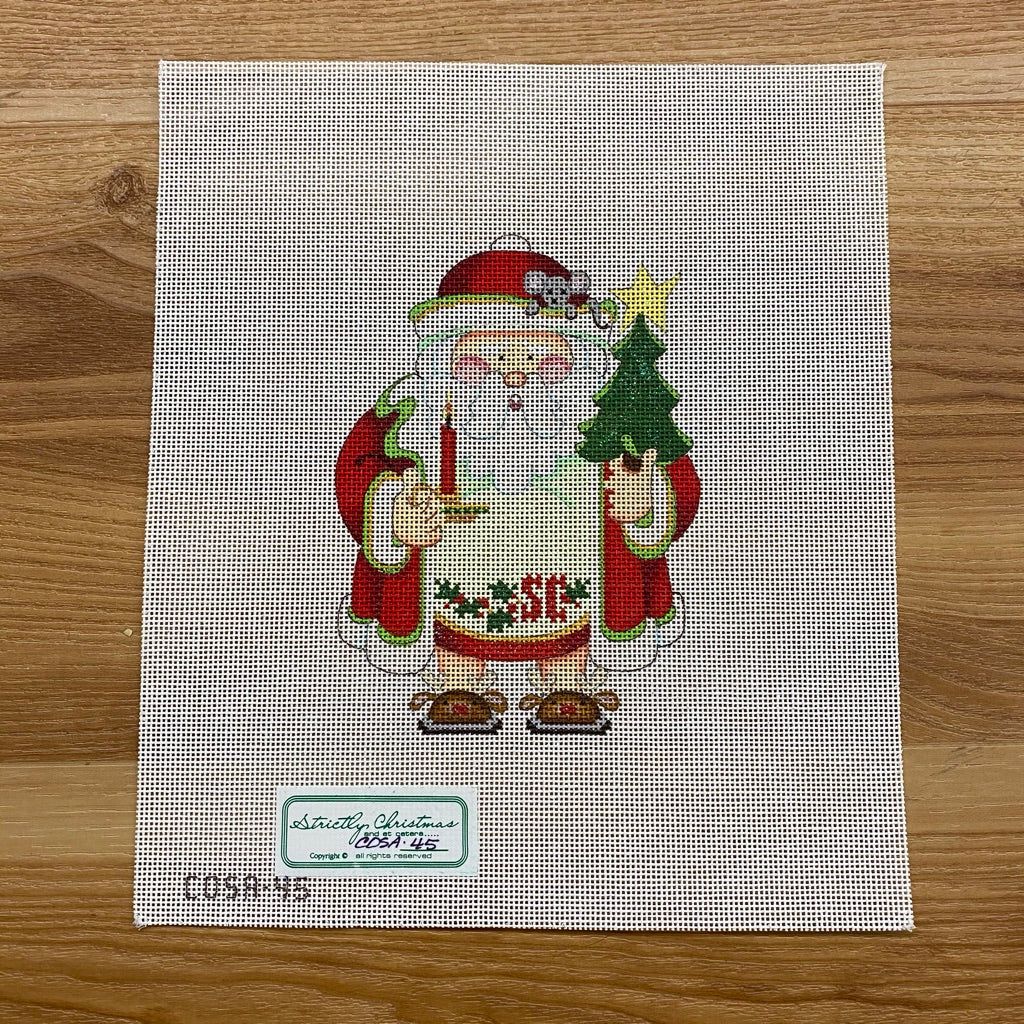 Robe and Slippers Squatty Santa Canvas - needlepoint