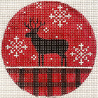 Deer and Red Plaid Ornament Canvas - KC Needlepoint