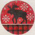 Moose and Red Plaid Ornament Canvas - KC Needlepoint