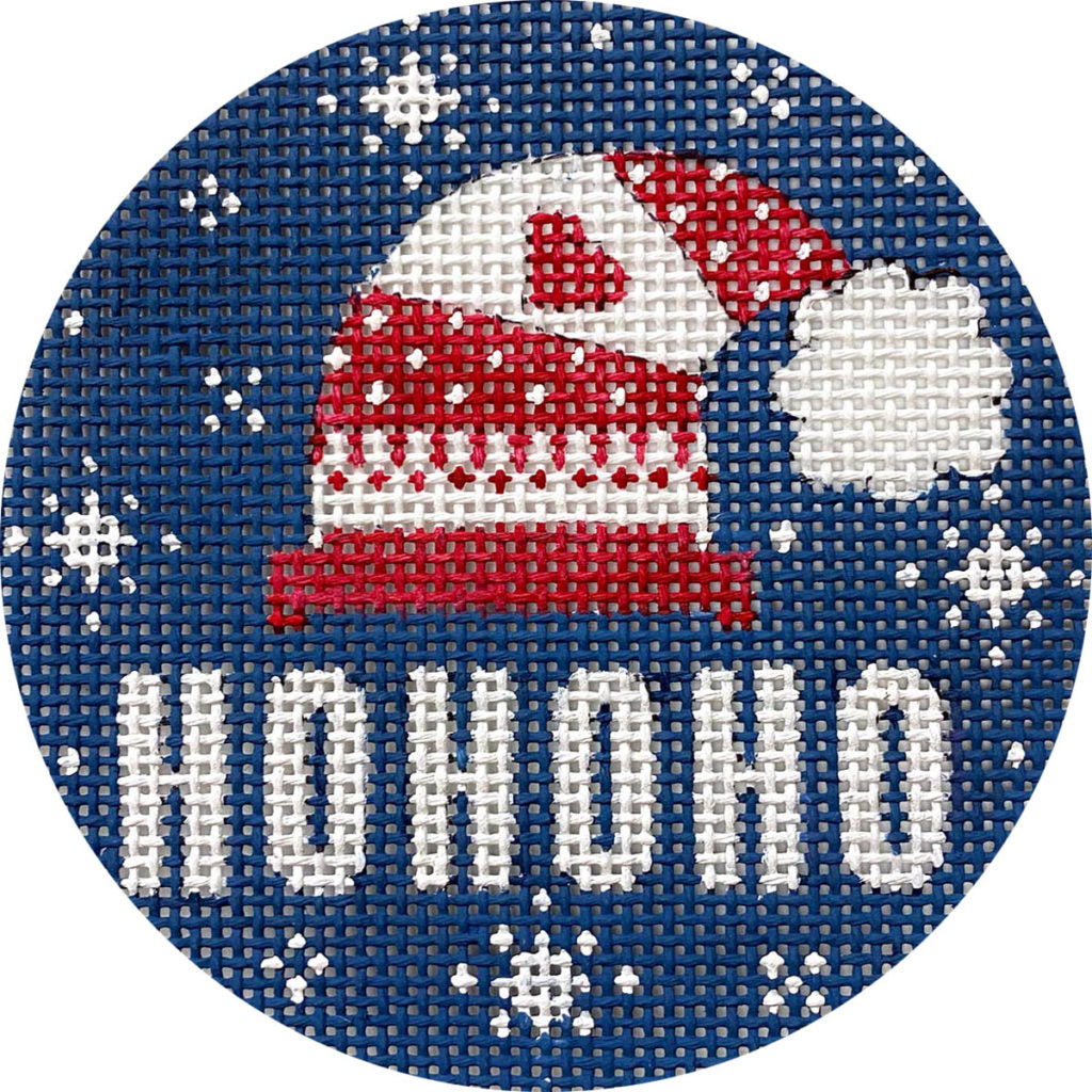 Blue Winter Ho Ho Ho Hat Canvas - KC Needlepoint