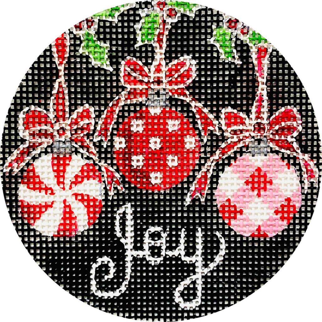 Black White Red Joy Canvas - KC Needlepoint