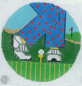 Golf Feet Man Polka Dot Canvas - KC Needlepoint