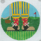 Golf Feet Man Stripe Canvas - KC Needlepoint