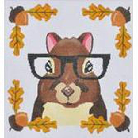 Squirrel with Glasses Canvas - KC Needlepoint