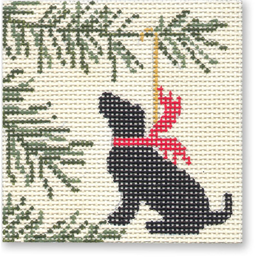 Black Lab Square Canvas - KC Needlepoint