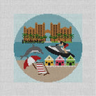 Bahamas Travel Round Canvas - KC Needlepoint