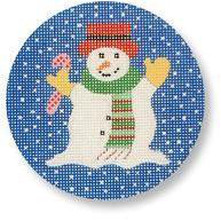 Snowman Ornament Blue Canvas - KC Needlepoint