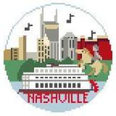 Nashville Travel Round Canvas - KC Needlepoint