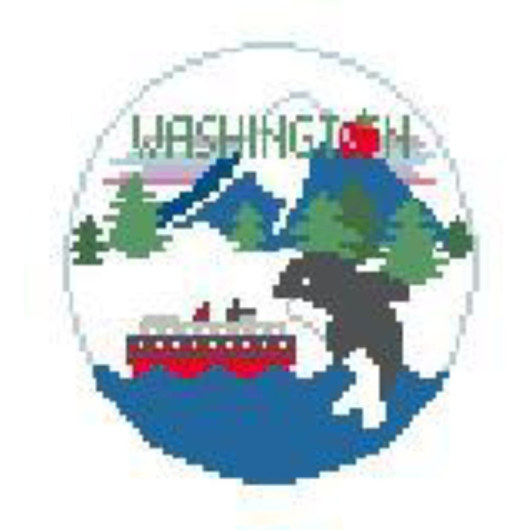 Washington Travel Round Canvas - KC Needlepoint