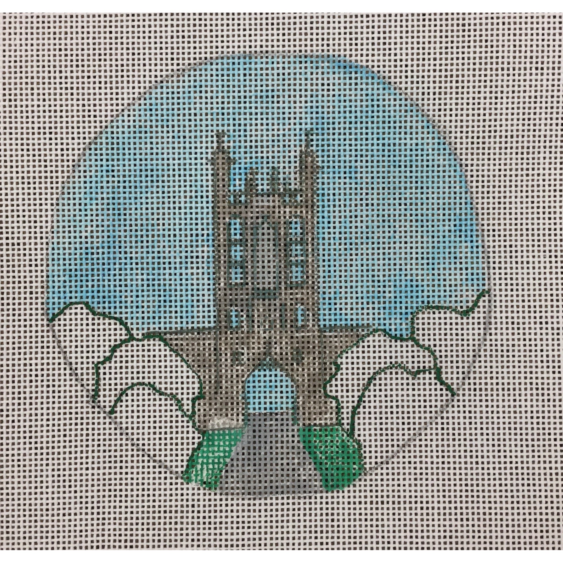 MU Memorial Union Round Canvas - KC Needlepoint