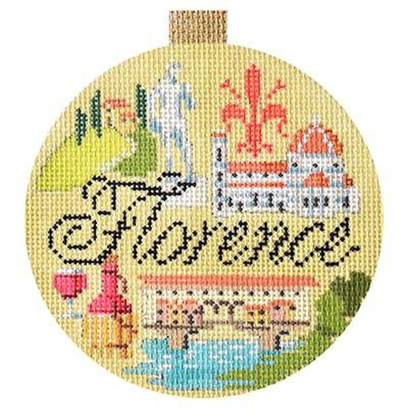 Florence Travel Round Needlepoint Canvas - KC Needlepoint