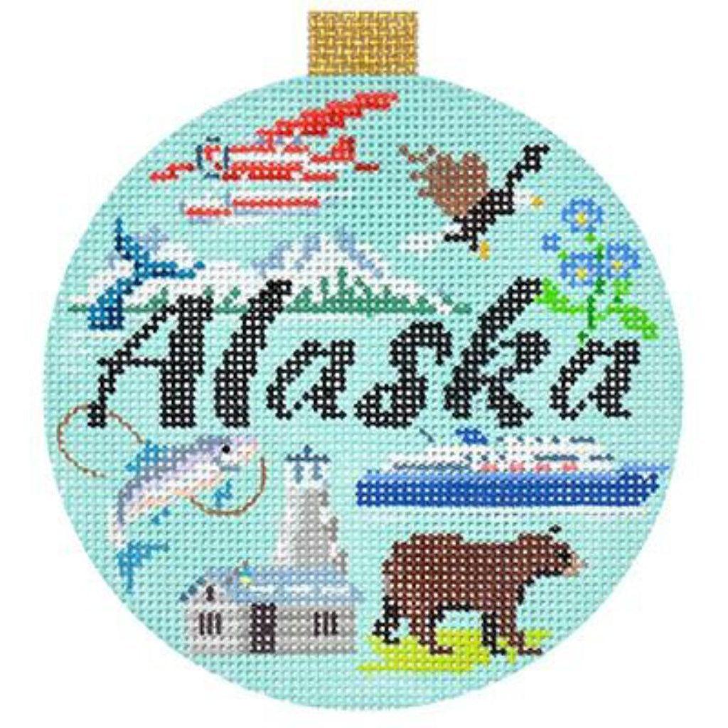 Alaska Travel Round Needlepoint Canvas - KC Needlepoint