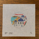 Santorini Travel Round Canvas - needlepoint