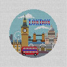 London Travel Round Canvas - KC Needlepoint