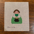 Green Angel with Pot of Gold Canvas - needlepoint