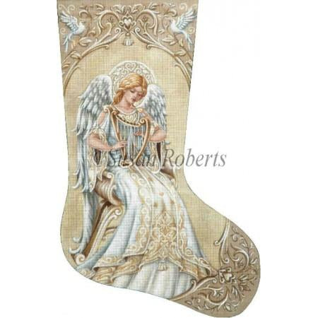 Ivory Angel Stocking Canvas - KC Needlepoint