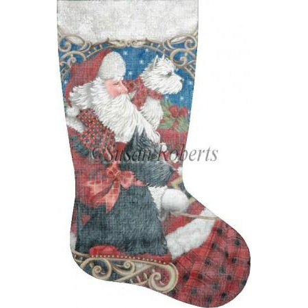 Westie, Scottie Sleigh Ride Stocking Canvas - KC Needlepoint