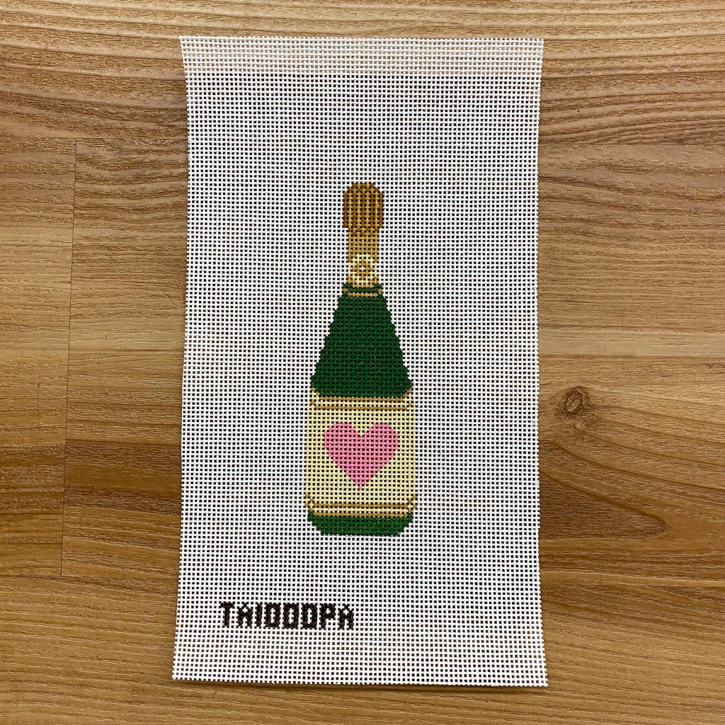 Heart Champagne Bottle Canvas - needlepoint